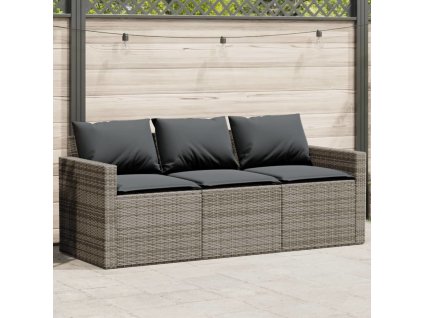 Zahradní pohovka s poduškami 3místná polyratan [366344] (Barva béžová a krémově bílá)