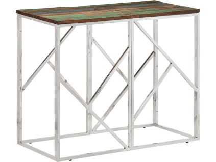 Konzolový stolek nerezová ocel a masivní dřevo [349992] (Barva stříbrná a hnědá)