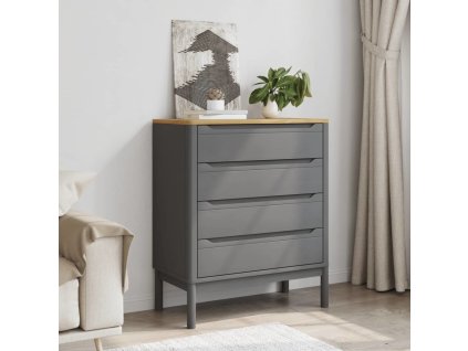 Komoda FLORO masivní borové dřevo [374010] (Barva Šedá)