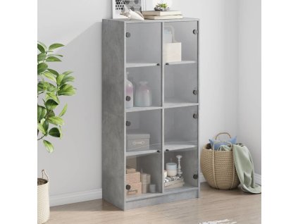 Highboard s dvířky 68 x 37 x 142 cm kompozitní dřevo [3295860] (Barva Betonová šedá)