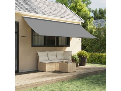 Zatahovací markýza 400 x 150 cm textil a ocel [145899] (Barva oranžová a hnědá)