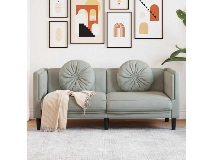 Pohovka s polštáři 2místná umělá semišová kůže [372632] (Barva Světle šedá)