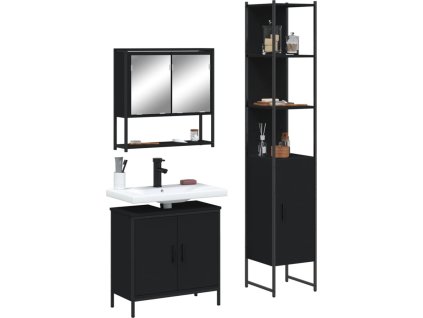 3dílný set koupelnového nábytku kompozitní dřevo [3214680] (Barva Černá)