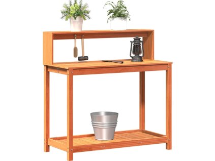 Přesazovací stůl s policemi hnědý 108x50x109,5 cm borové dřevo [844634] (Barva Hnědá)