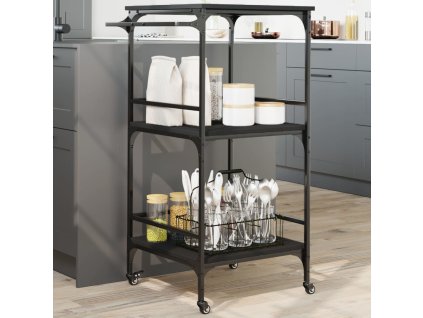 Kuchyňský vozík 60,5x50x105 cm kompozitní dřevo [842336] (Barva Černá)