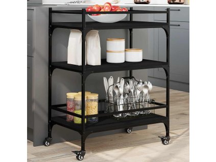 Kuchyňský vozík 65 x 40 x 86,5 cm kompozitní dřevo [842396] (Barva Černá)