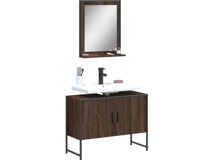 2dílná koupelnová sestava kompozitní dřevo [3214343] (Barva Hnědý dub)