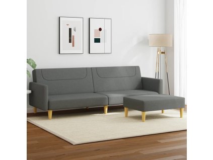 2místná rozkládací pohovka s podnožkou textil [3216244] (Barva Tmavě šedá)