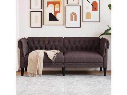 Chesterfield pohovka 2místná textil [372550] (Barva Tmavě hnědá)