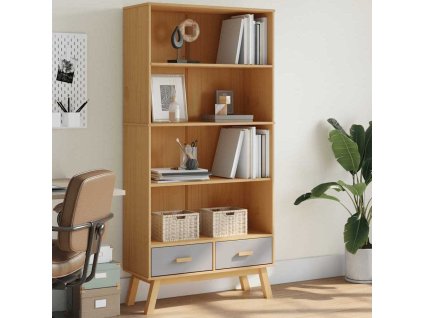 Knihovna se 4 policemi OLDEN masivní borové dřevo [358614] (Barva Bílo-hnědá)
