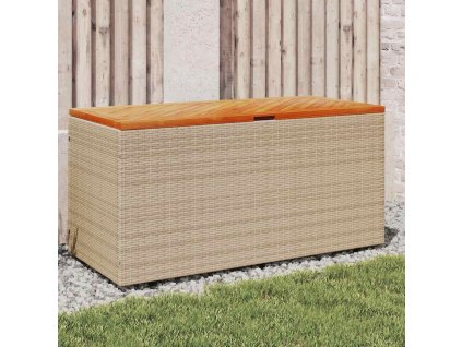Zahradní úložný box 110x50x54 cm polyratan akáciové dřevo [365957] (Barva Béžová)
