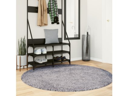 Koberec PAMPLONA s vysokým vlasem moderní Ø 200 cm [375379] (Barva krémová a černá)