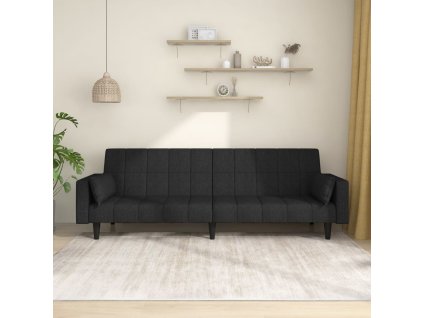 2místná rozkládací pohovka se 2 polštáři textil [375835] (Barva Černá)