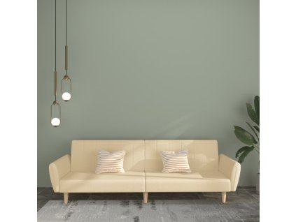 2místná rozkládací pohovka textil [375855] (Barva Krémová)