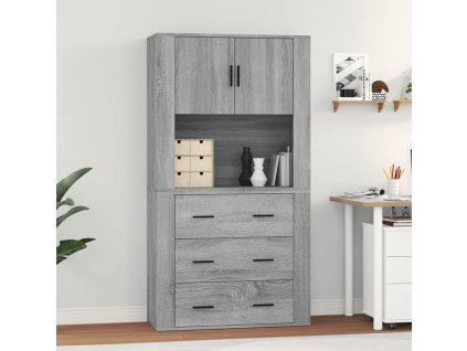 Skříň highboard kompozit [3185389] (Barva Šedá sonoma)