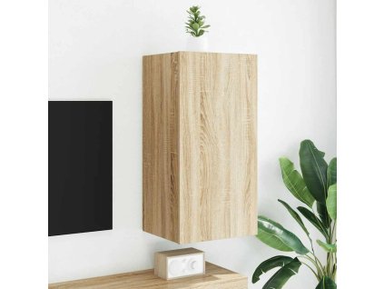 Nástěnná TV skříňka s LED osvětlením 40,5 x 35 x 80 cm [837262] (Barva dub sonoma)