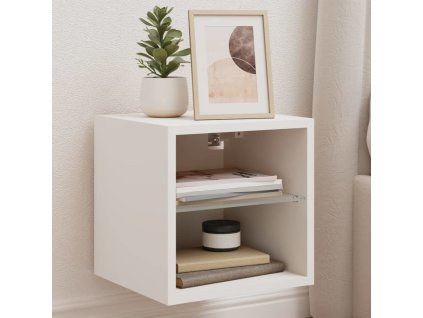 Nástěnné TV skříňky s LED 2 ks 30 x 28,5 x 30 cm [836974] (Barva Bílá)