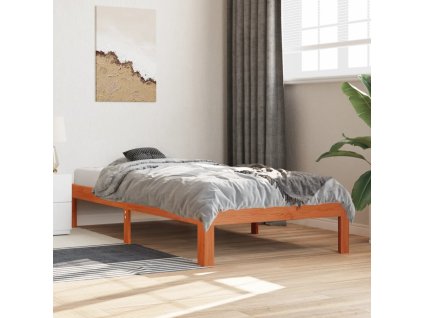 Rám postele masivní dřevo 75 x 190 cm malé jednolůžko [835848] (Barva Bílá)