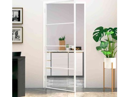 Interiérové dveře úzké zlaté 93x201,5 cm tvrzené sklo a hliník [153668] (Barva Bílá a průhledná)