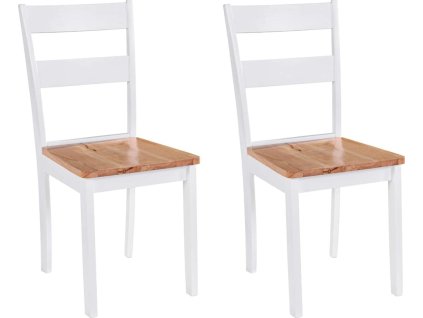 Jídelní židle 2 ks z ho masivního dřeva Rubber [245368] (Barva bílá a přírodní)