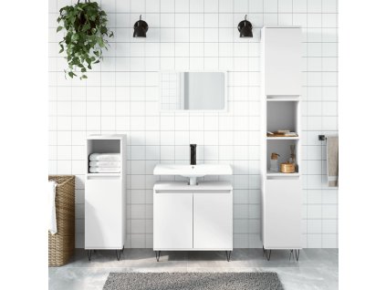 3dílný set koupelnových skříněk kompozitní dřevo [3187789] (Barva Bílá)
