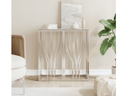 Konzolový stůl 70 x 30 x 70 cm nerezová ocel a sklo [350035] (Barva stříbrná a bílá)