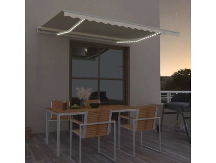 Ručně zatahovací markýza s LED 400 x 350 cm [3068985] (Barva oranžová a hnědá)