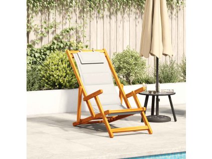 Skládací plážové křeslo s područkami akáciové dřevo & textilen [4108068] (Barva Světle šedá)