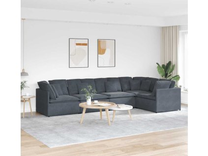 Modulární pohovka s polštáři samet [3321337] (Barva Světle šedá)