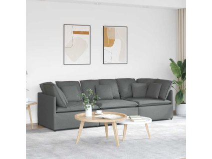 Modulární pohovka s polštáři textil [3321268] (Barva Tmavě šedá)