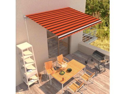 Ručně zatahovací markýza 400 x 300 cm [3051216] (Barva oranžová a hnědá)
