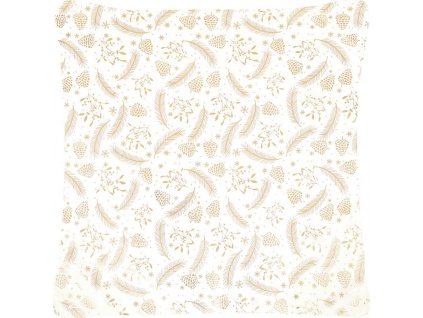 Polštář sametový s výplní - zlatý vánoční vzor, 100% polyester, 45 x 45 cm UBR097-1