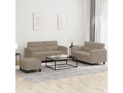 3dílná sedací souprava s poduškami tkanina z mikrovlákna [3202320] (Barva Taupe)