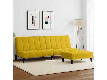 2místná rozkládací pohovka s podnožkou samet [3258096] (Barva Žlutá)