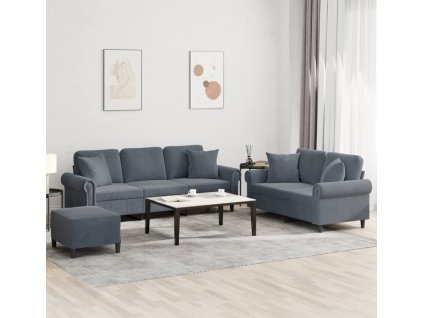 3dílná sedací souprava s polštáři samet [3202283] (Barva Růžová)