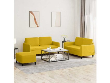 3dílná sedací souprava s polštáři samet [3201990] (Barva Žlutá)