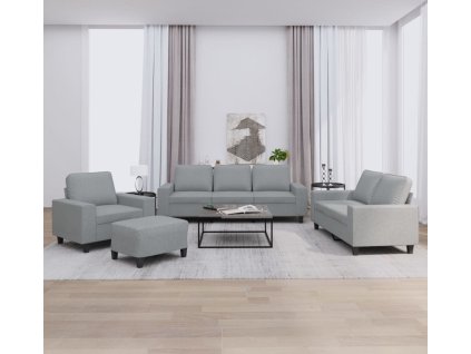 4dílná sedací souprava textil [3201874] (Barva Světle šedá)