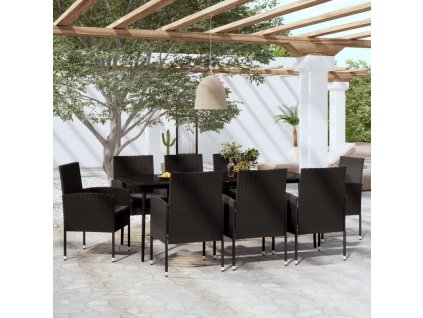 9dílný zahradní jídelní set [3099636] (Barva Černá a šedá)