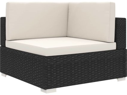 Dílčí rohové křeslo 1 ks s poduškami polyratan [46798] (Barva Černobílý)
