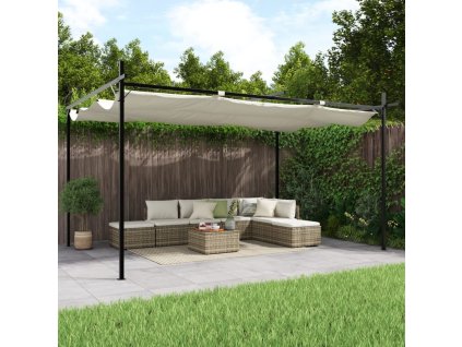 Pergola se zatahovací střechou 395 x 292 x 230 cm [360117] (Barva Krémová)