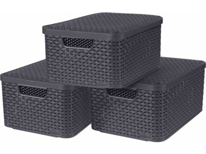 Úložné boxy Style s víkem 3 ks velikost M [427234]