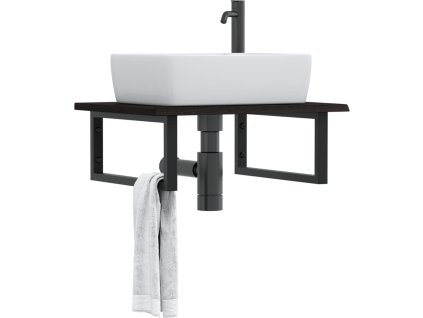 Deska pod umyvadlo nástěnná ocel a masivní dubové dřevo [3302604] (Barva světle hnědá a bílá)