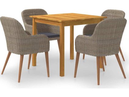 5dílný zahradní jídelní set [3067733] (Barva Hnědá)