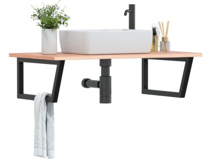 Deska pod umyvadlo nástěnná ocel a masivní dubové dřevo [3302638] (Barva Hnědá a bílá)