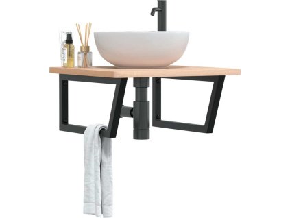 Policové držáky na umyvadlo 2 ks lichoběžníkové ocel [4007288] (Barva Černá)