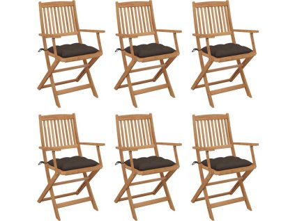 Skládací zahradní židle s poduškami 6 ks masivní akáciové dřevo [3065478] (Barva Krémová)