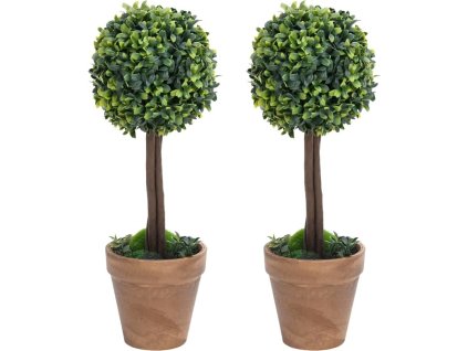 Umělé zimostrázy ve tvaru koule 2 ks s květináči zelené 41 cm [336516]