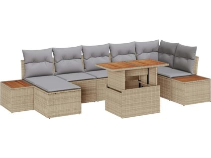 Zahradní jídelní souprava s polštářem 8 pcs Beige a šedá [3350092]