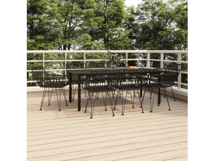 9dílný zahradní jídelní set polyratan [3157872] (Barva Černá)