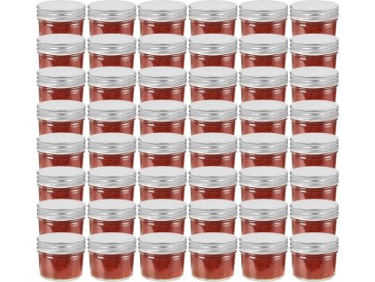 Zavařovací sklenice se mi víčky 48 ks 110 ml [50793] (Barva Stříbrná)